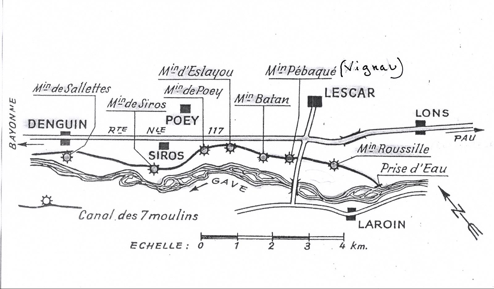 Le canal des sept moulins à Lescar et Poey